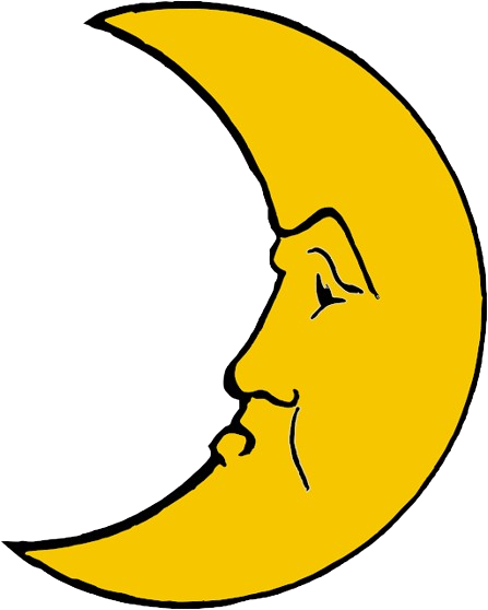 A drawing of the moon with its face half-lit.