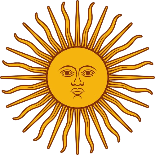 A sun with long rays and a face.
